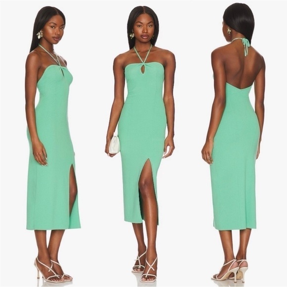 NEW! Solid and Striped- The Kelsey Dress Midi Halter Neck Seafoam Green Size L - Picture 1 of 13